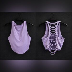ALO Yoga Lavender Lace-Up Back Top